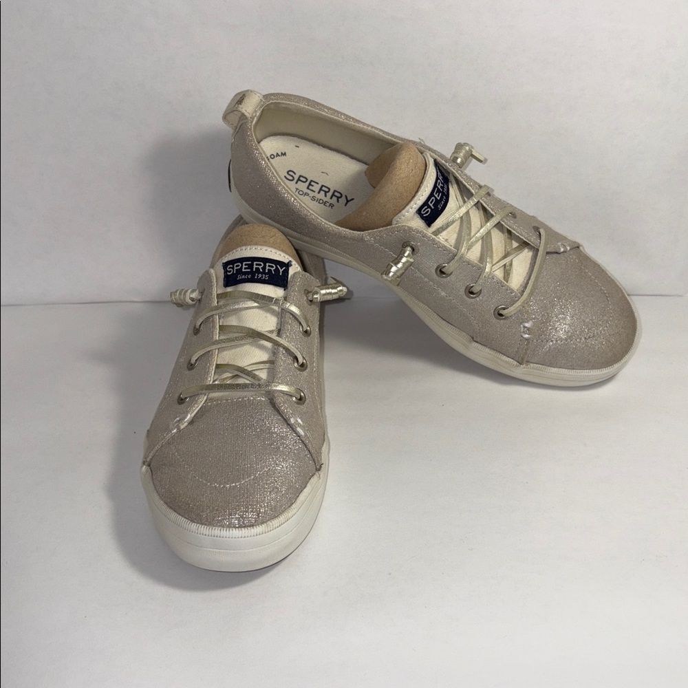 Sperry Sparkling Tan Sneakers Metallic Sparkle Fun Fashion Youth/women 6.5